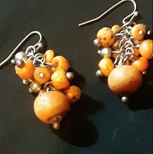 Orange coral dangle earrings